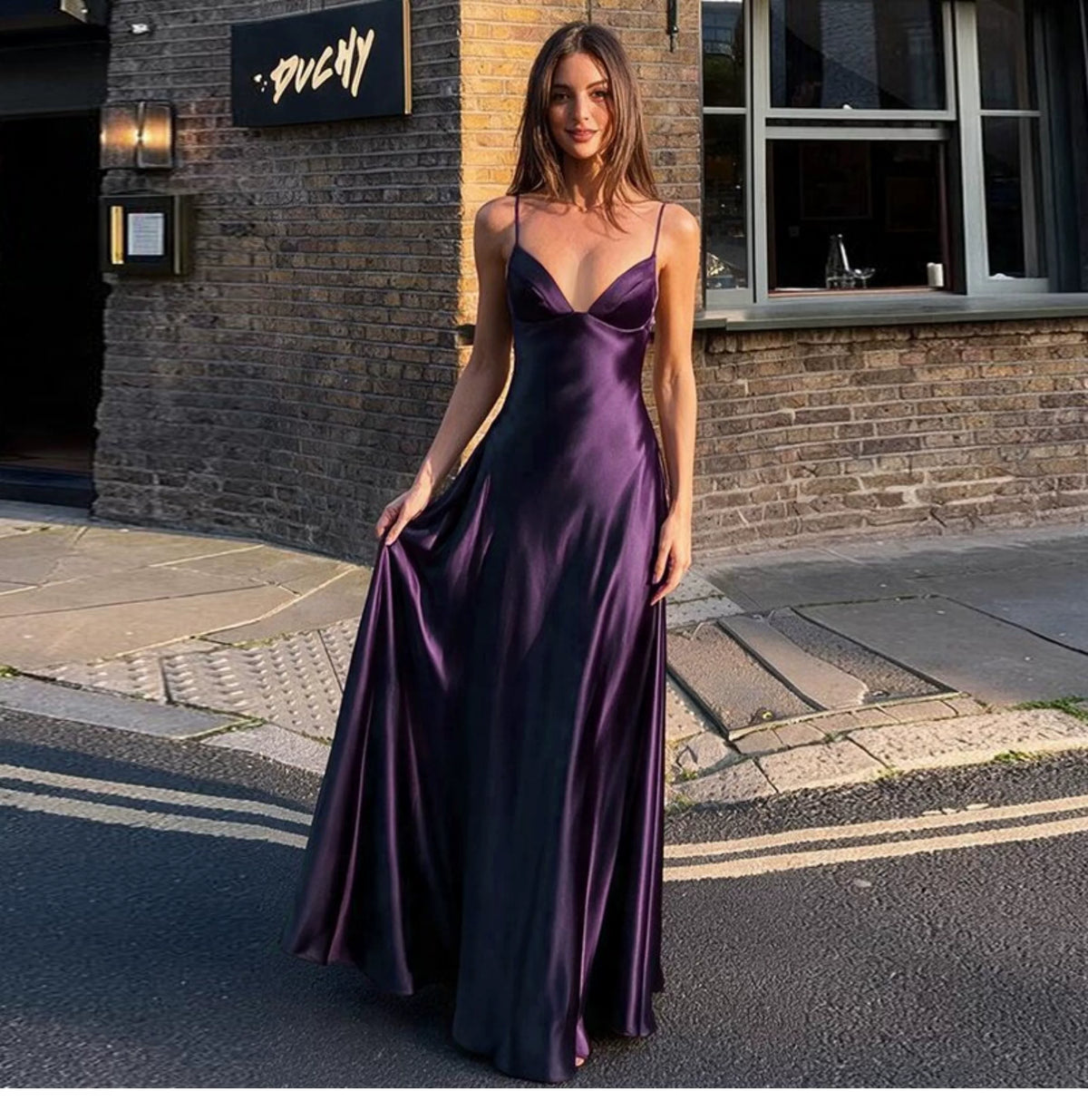 Silky matte satin strapless dress for women with side zipper, high waist, form-fitting and sexy, long skirt