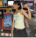 Summer fresh young girl anime-style letter-printed halter top for women - sexy short top