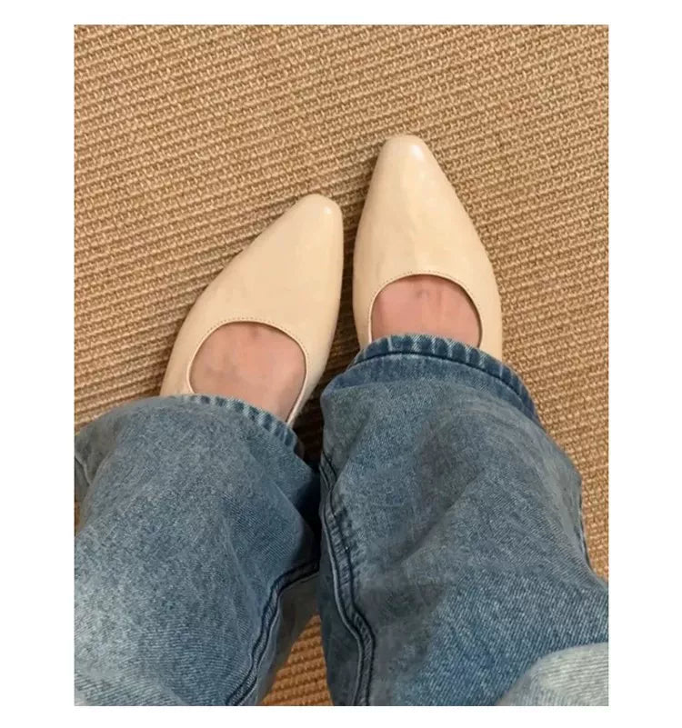 Soft sheepskin - genuine leather French style old money style one-button bag cap toe half-heel women's summer outerwear casual inner high-heeled flip-flop shoes