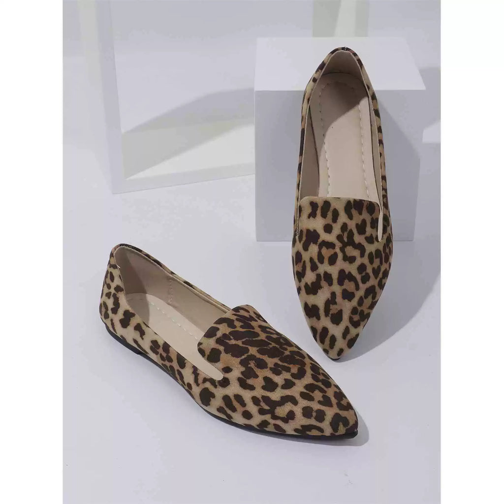Leopard print flat shoes, women's single shoes
