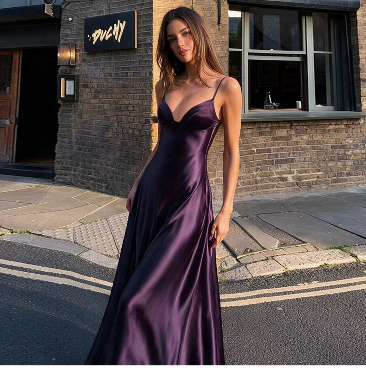 Silky matte satin strapless dress for women with side zipper, high waist, form-fitting and sexy, long skirt