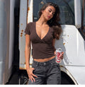 Summer trend multi-purpose polka dot print V-neck short-sleeved T-shirt for women, slim-fitting and stylish, ideal for showing off your figure. suitable for summer.