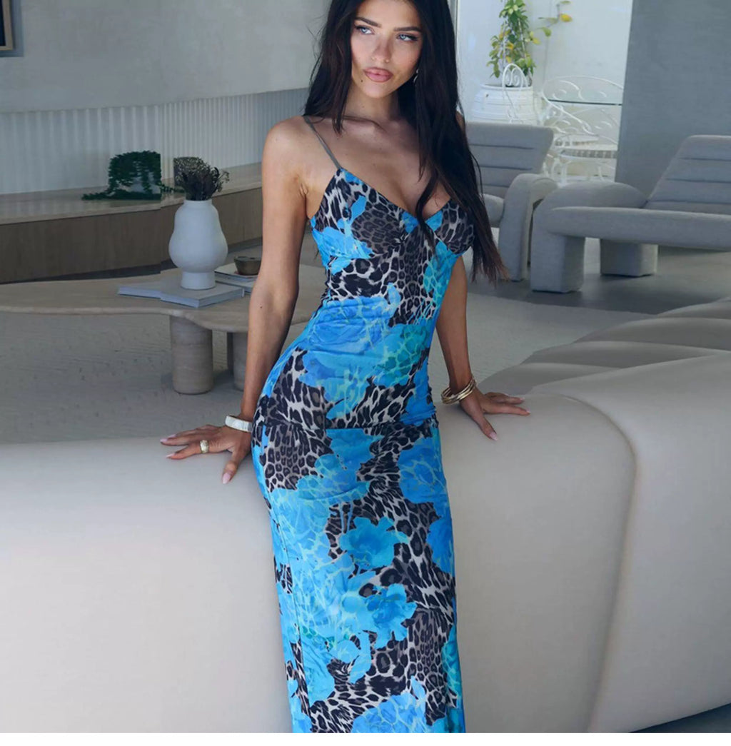 Ins Beach Style Irregular Pattern Striped Bralette Dress for Women - Summer High-Waisted Form-Fitting Long Skirt