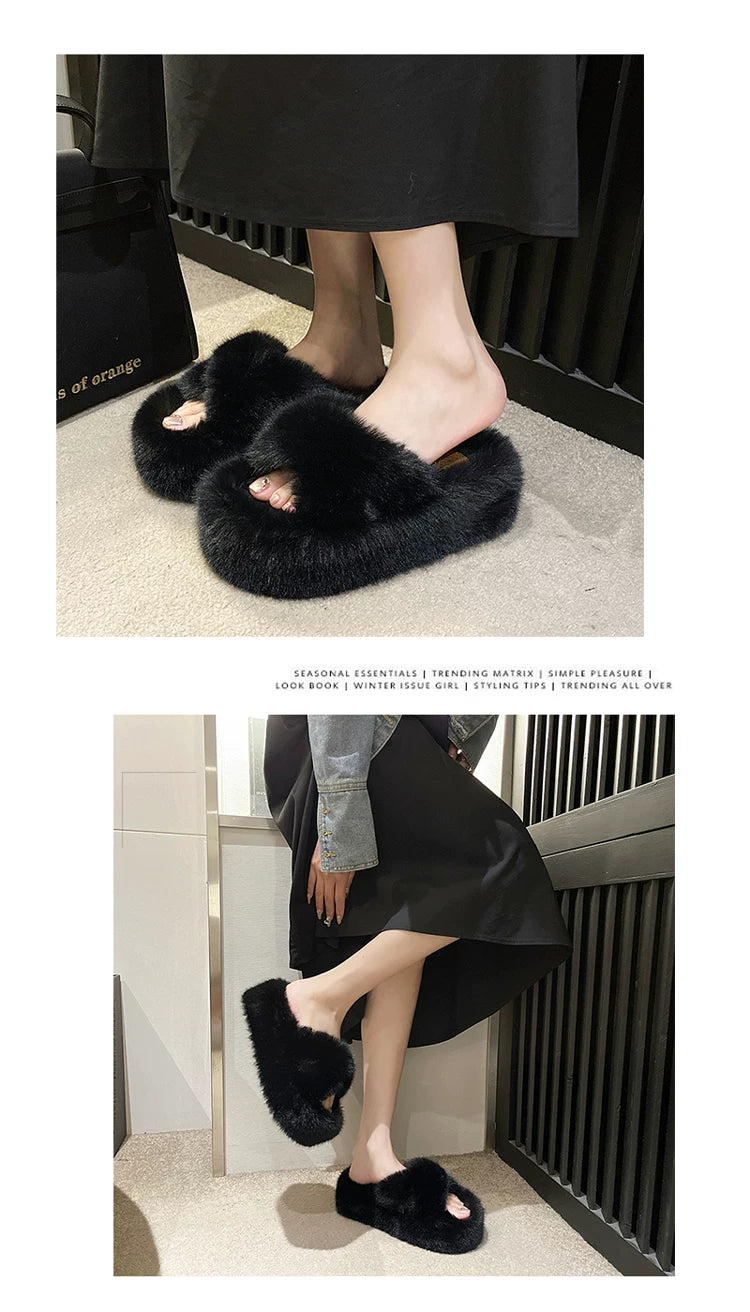 Miaomiao slippers for women, new spring style, thick sole, heightening effect, suitable for petite individuals, cotton slippers for autumn and winter.