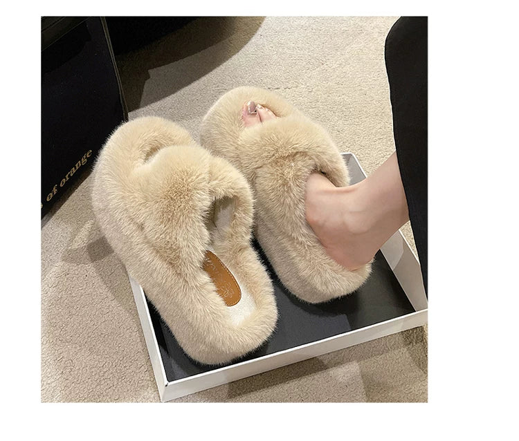 Miaomiao slippers for women, new spring style, thick sole, heightening effect, suitable for petite individuals, cotton slippers for autumn and winter.