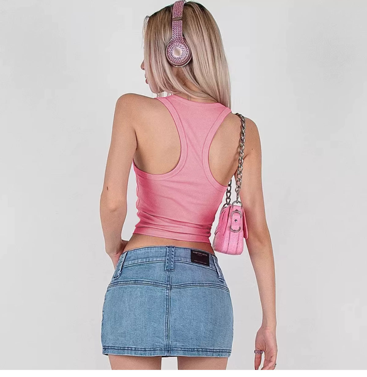 Round-cut diamond letter print square-necked halter-style tank top for women - summer sexy base layer, form-fitting short top